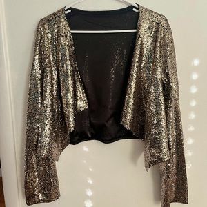 Gold Sequenced Blazer Jacket One Size